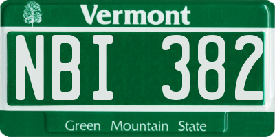 VT license plate NBI382