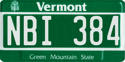 VT license plate NBI384