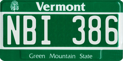 VT license plate NBI386