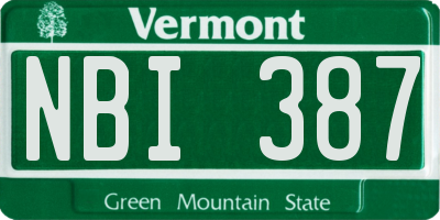 VT license plate NBI387