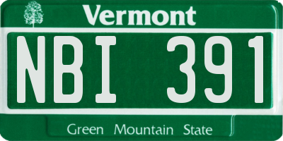 VT license plate NBI391