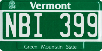 VT license plate NBI399