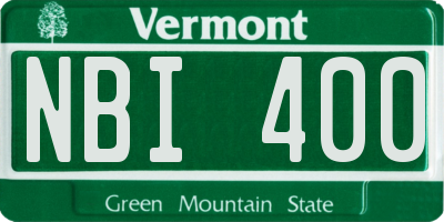 VT license plate NBI400