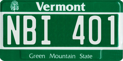 VT license plate NBI401