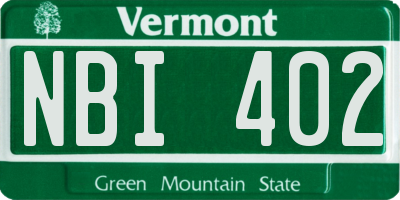 VT license plate NBI402