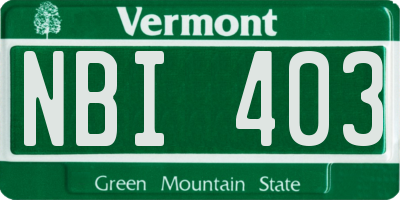 VT license plate NBI403