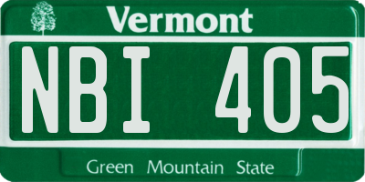 VT license plate NBI405