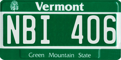VT license plate NBI406
