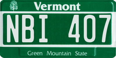 VT license plate NBI407