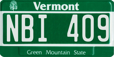 VT license plate NBI409