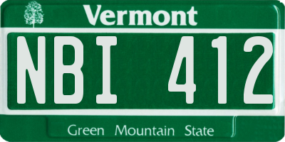 VT license plate NBI412