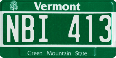 VT license plate NBI413