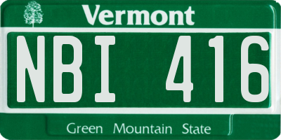 VT license plate NBI416