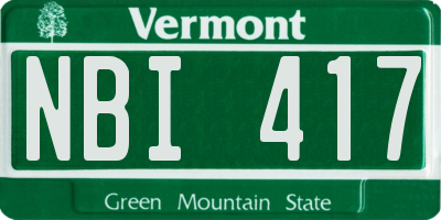 VT license plate NBI417