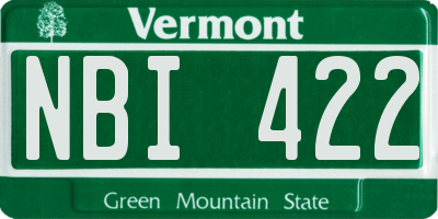 VT license plate NBI422
