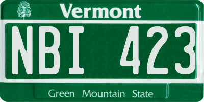 VT license plate NBI423