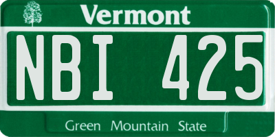 VT license plate NBI425