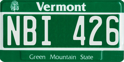 VT license plate NBI426