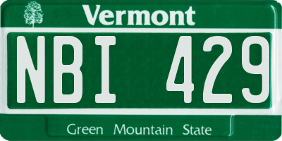 VT license plate NBI429