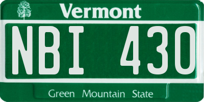VT license plate NBI430