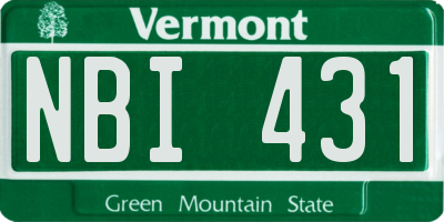 VT license plate NBI431