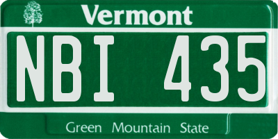 VT license plate NBI435