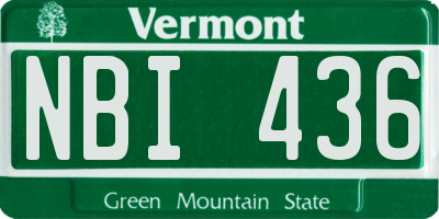 VT license plate NBI436