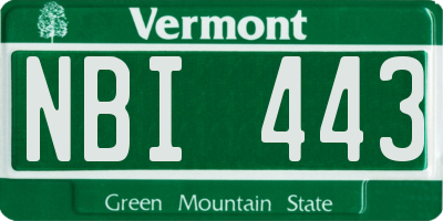 VT license plate NBI443
