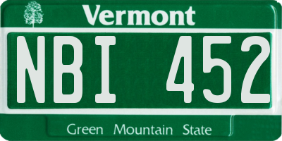 VT license plate NBI452