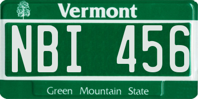 VT license plate NBI456