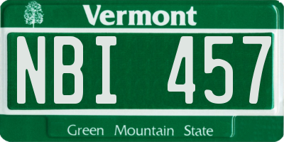 VT license plate NBI457