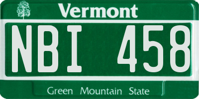 VT license plate NBI458