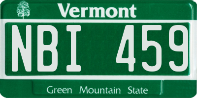 VT license plate NBI459