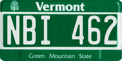 VT license plate NBI462