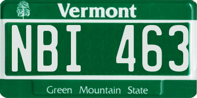 VT license plate NBI463