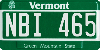 VT license plate NBI465