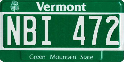 VT license plate NBI472