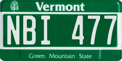 VT license plate NBI477