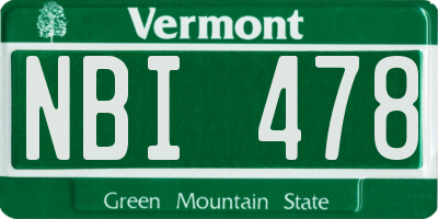VT license plate NBI478