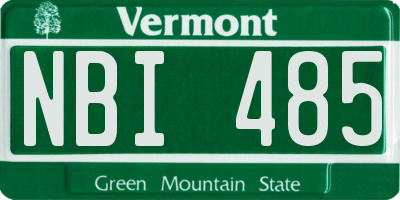 VT license plate NBI485