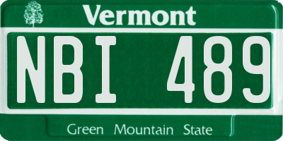 VT license plate NBI489