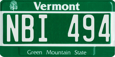 VT license plate NBI494