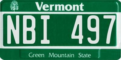 VT license plate NBI497