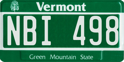 VT license plate NBI498