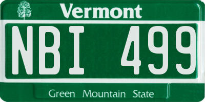 VT license plate NBI499