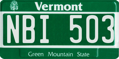 VT license plate NBI503
