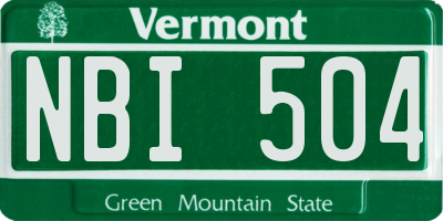 VT license plate NBI504
