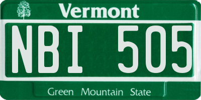 VT license plate NBI505
