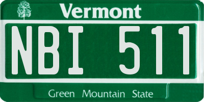 VT license plate NBI511