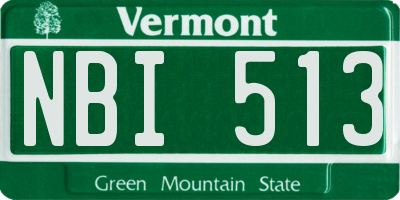 VT license plate NBI513